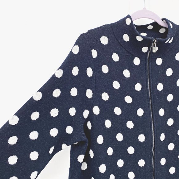 Field Flower Polka Dot Wool Sweater Coat - Picture 3 of 12